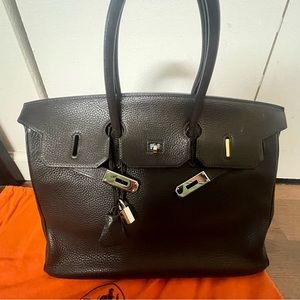Authentic Hermes birkin 35 Clemency leather in chocolate
